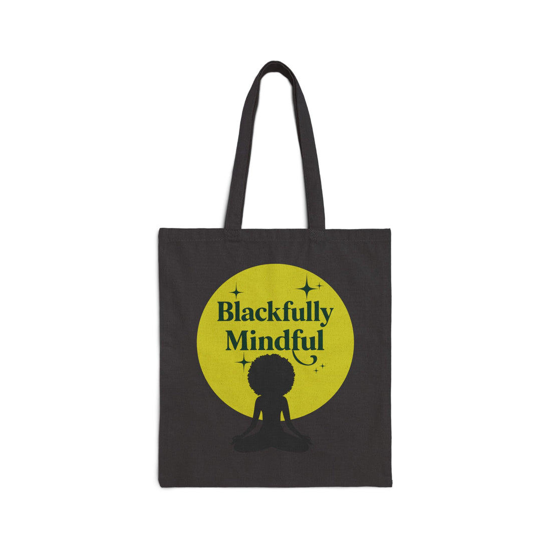 Tote bag with 'Blackfully Mindful' design on a white background