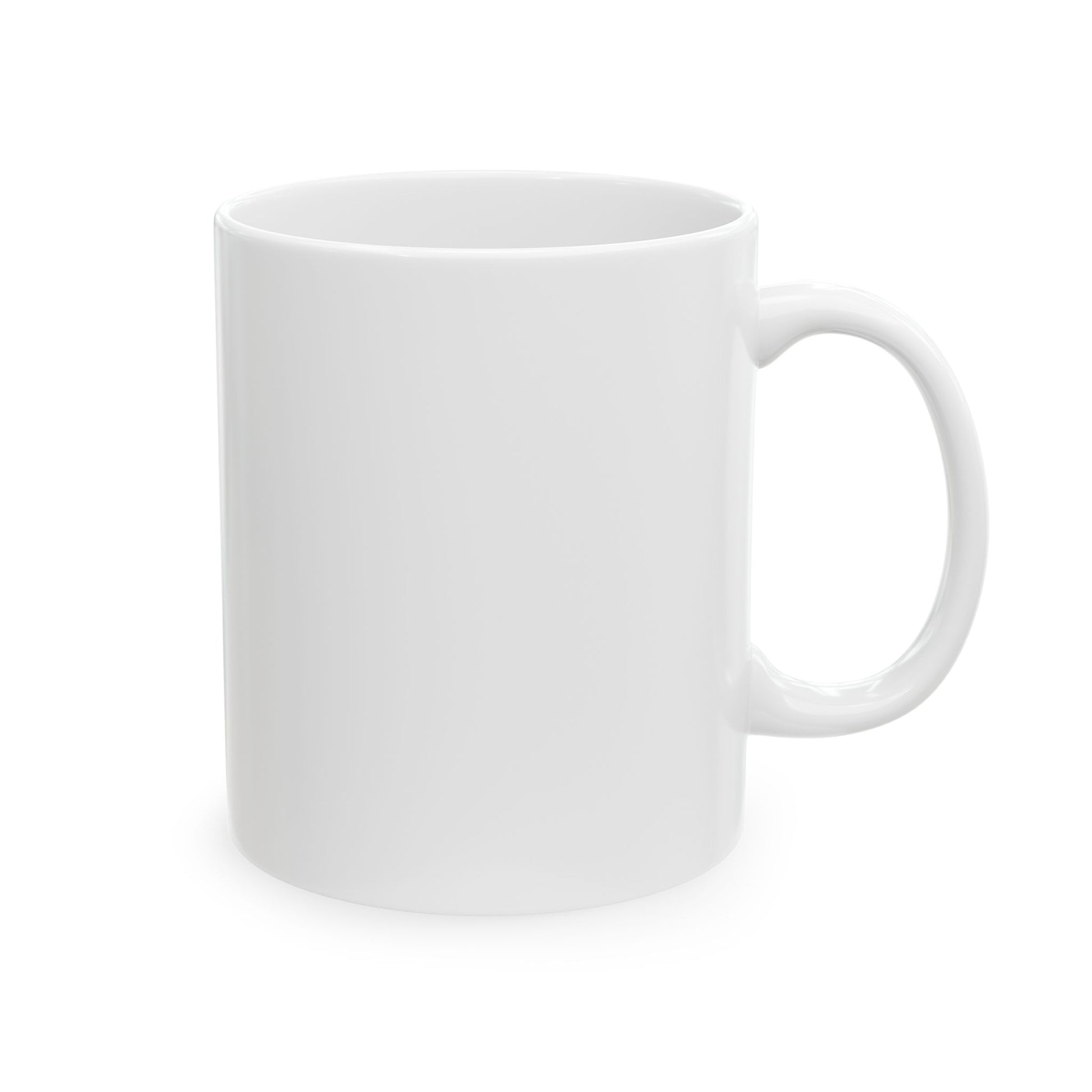 White ceramic mug on a white background