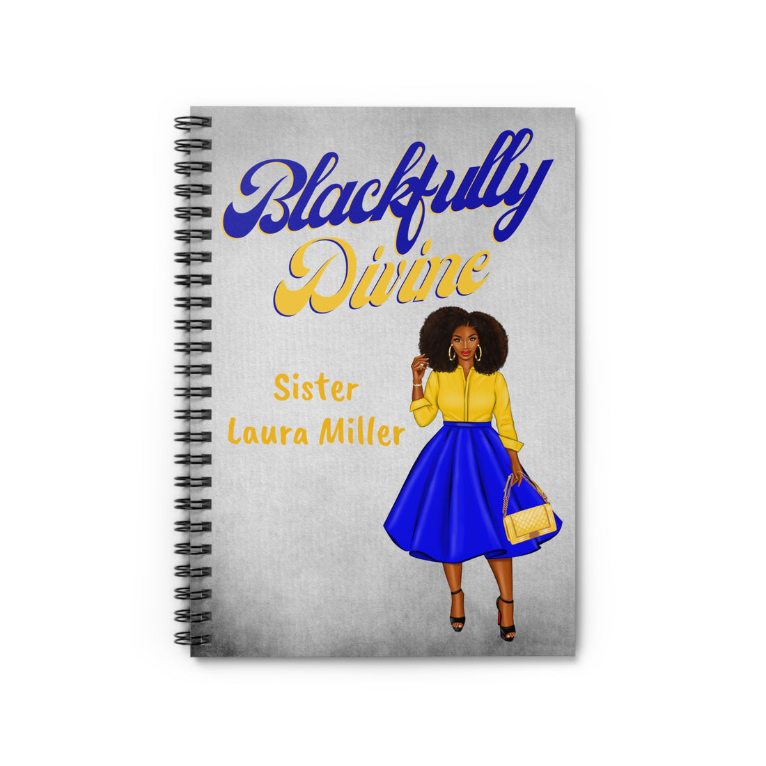 Notebook titled 'Blackfully Divine' with illustration of a woman on the cover