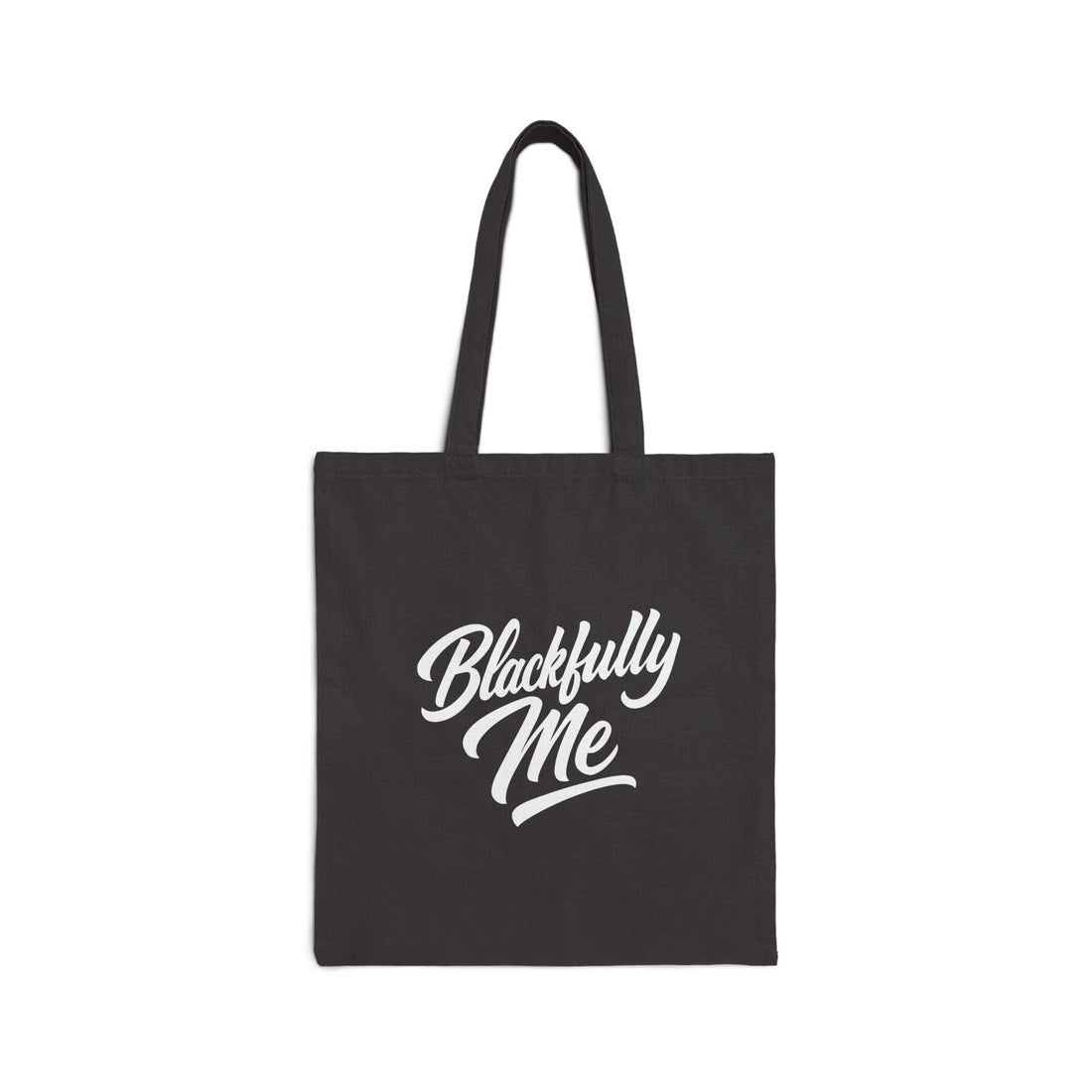 Black tote bag with 'Blackfully Me' text on a white background