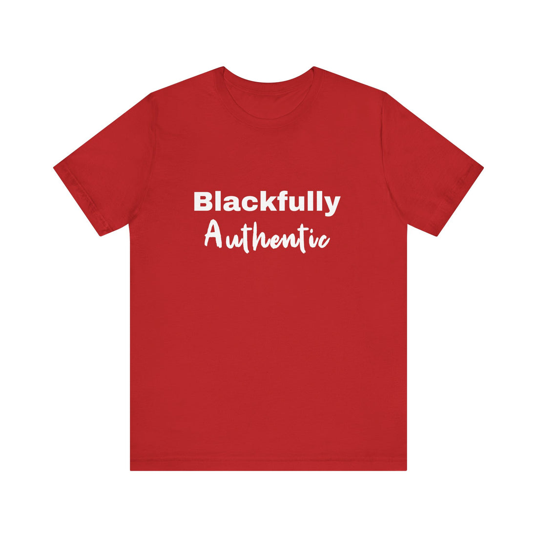 Black t-shirt with 'Blackfully Authentic' text on a white background