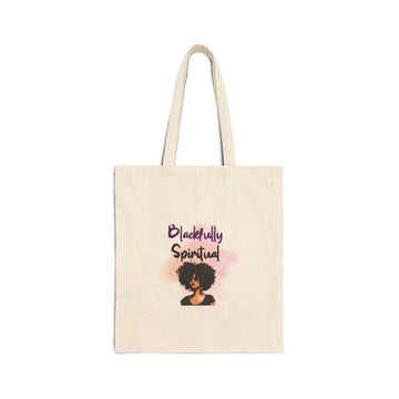 Durable black spiritual canvas tote bag for everyday use