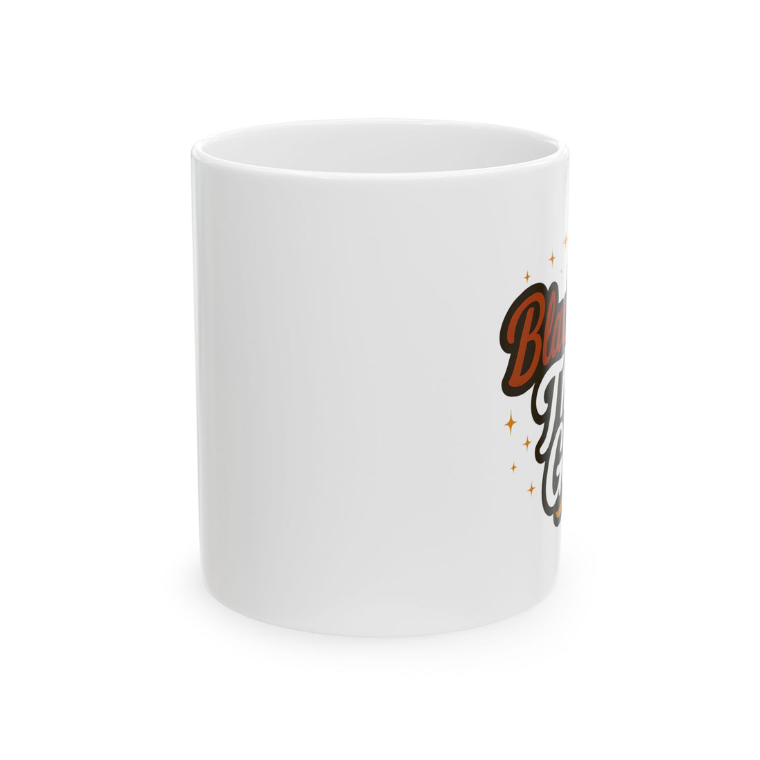 White mug with 'Blackfully That Girl!' text on a white background