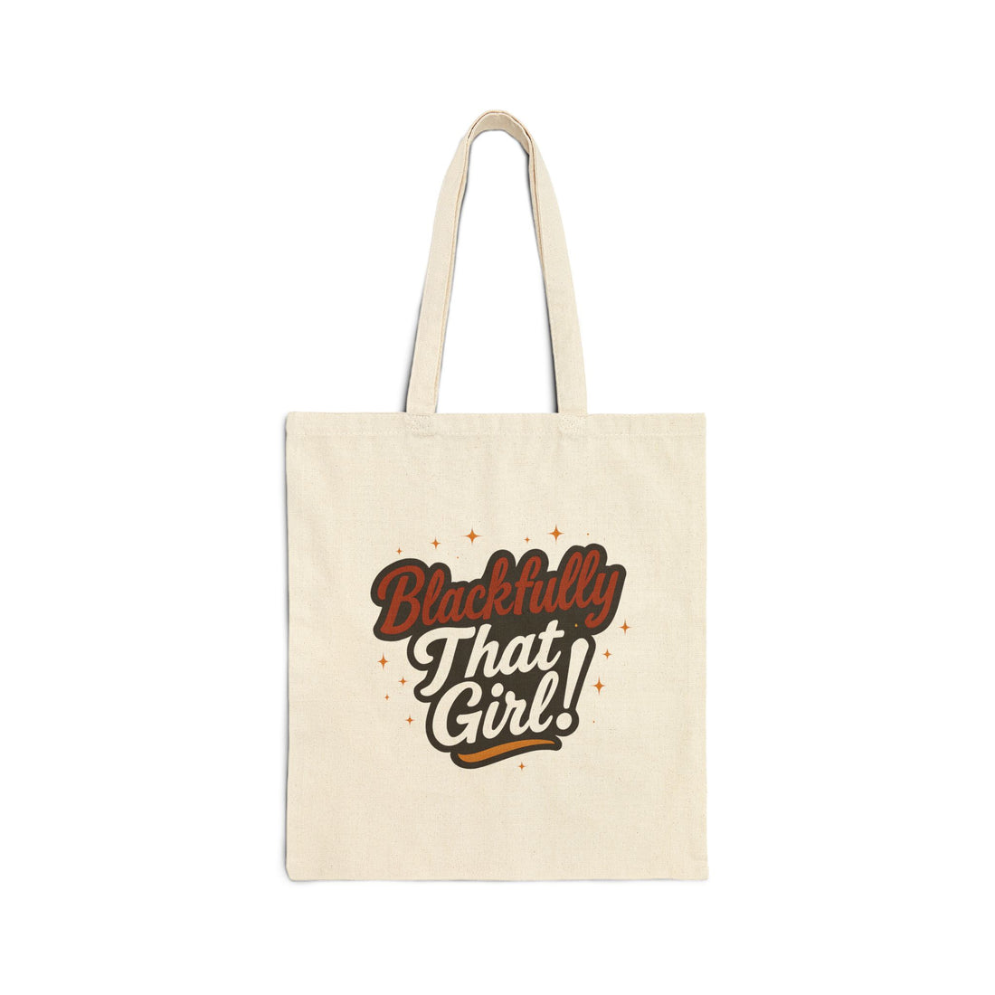 Beige tote bag with 'Blackfully That Girl!' text on a white background
