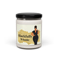 Natural soy wax candle with cotton wick and uplifting design label”